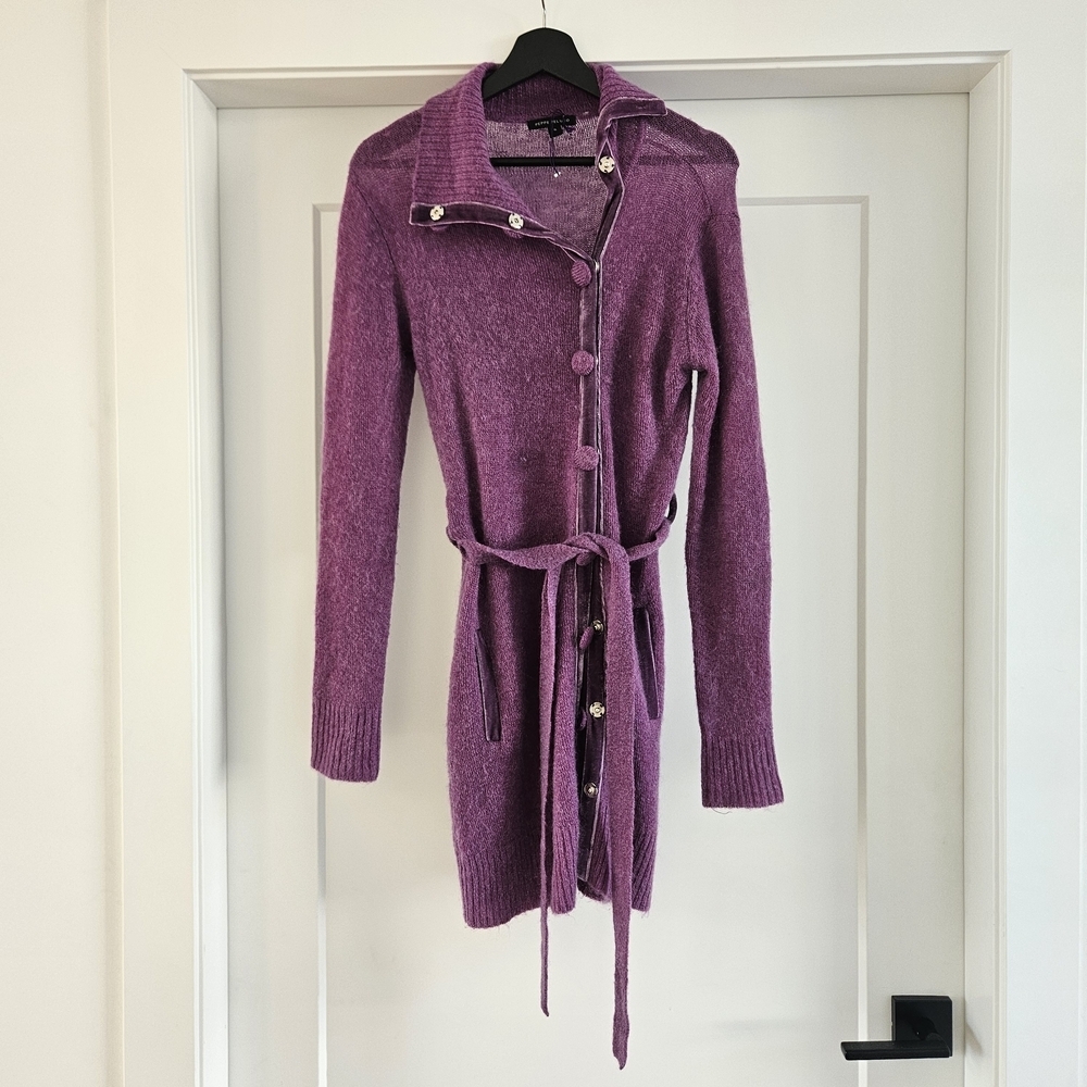 Peppe Peluso Purple Women's Cardigan Sweater Wool Mohair Blend